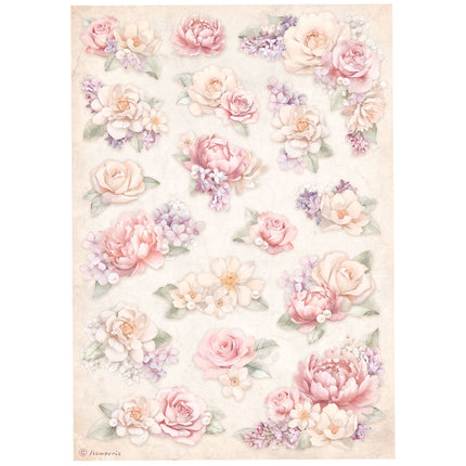 A4 Reispapier verpackt - Romance Forever Blumenhintergrund