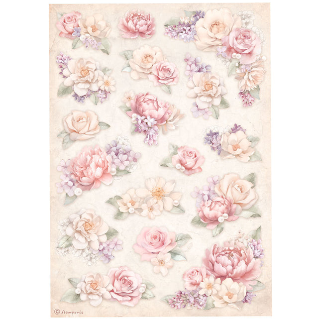 A4 Reispapier verpackt - Romance Forever Blumenhintergrund