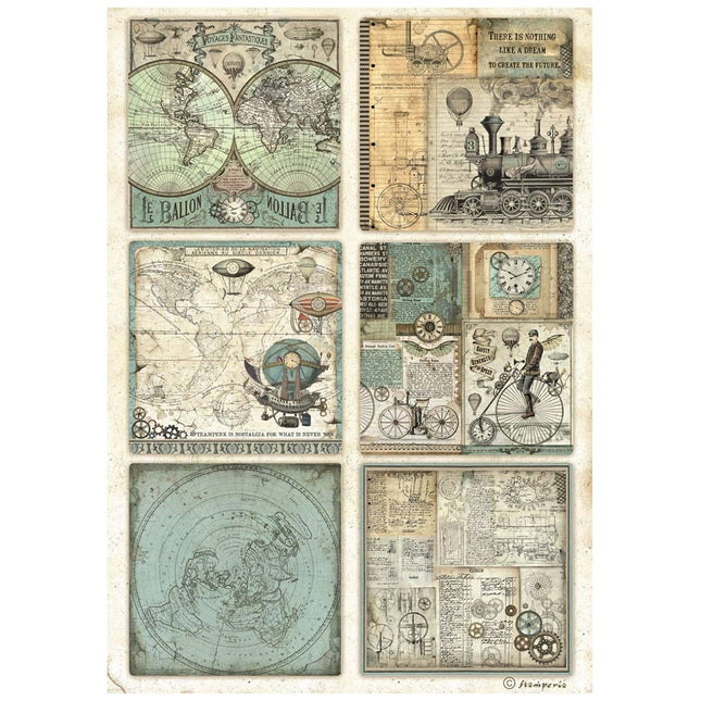 A4 Reispapier verpackt - Voyages Fantastiques 6 Karten