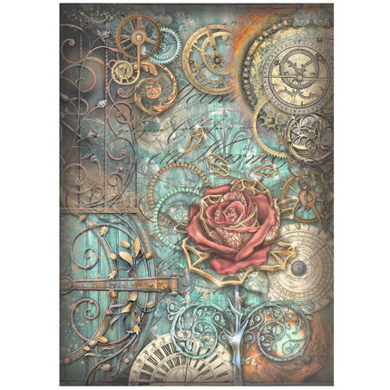 A4 Reispapier verpackt - Sir Vagabond in Fantasy World mechanische Rose