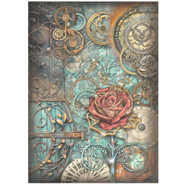 A4 Reispapier verpackt - Sir Vagabond in Fantasy World mechanische Rose