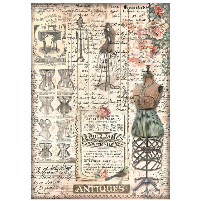A4 Reispapier verpackt - Brocante Antiques Schaufensterpuppe