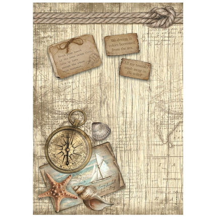 A4 Reispapier Packung - Sea Land Kompass