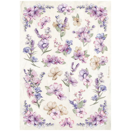 A4 Reispapier verpackt - Lavendel Blumenmuster
