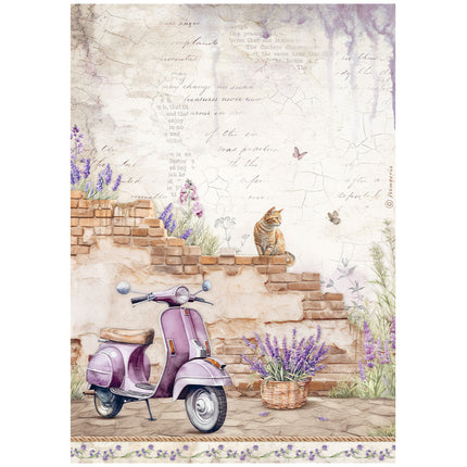 A4 Reispapier verpackt - Lavendel Vespa