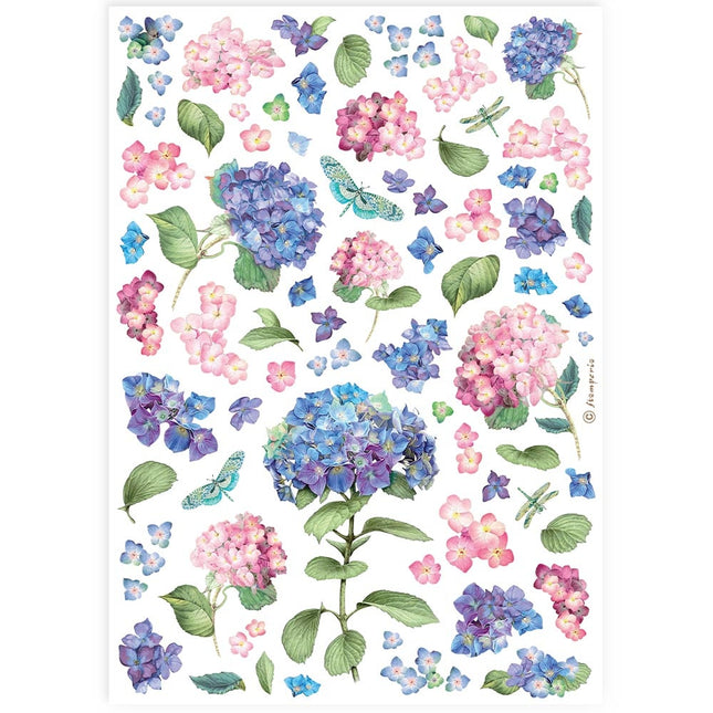 A4 Reispapier Packung - Hortensie