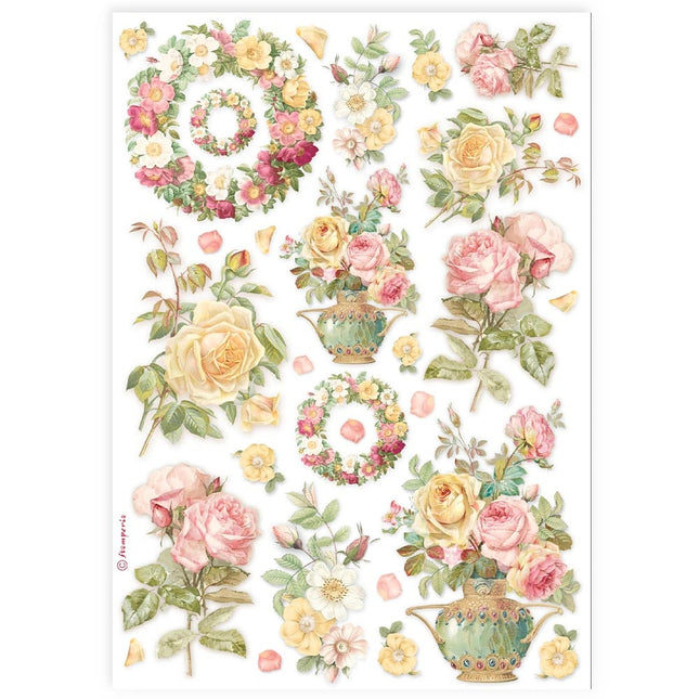 A4 Reispapier Packung - Girlanden und Rosen