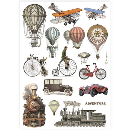 A4 Reispapier Packung - Zug und Luftballons