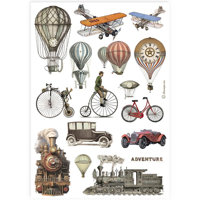 A4 Reispapier Packung - Zug und Luftballons