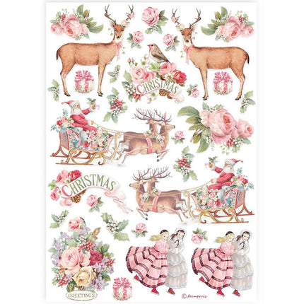 A4 Reispapier verpackt - Pinkes Weihnachten