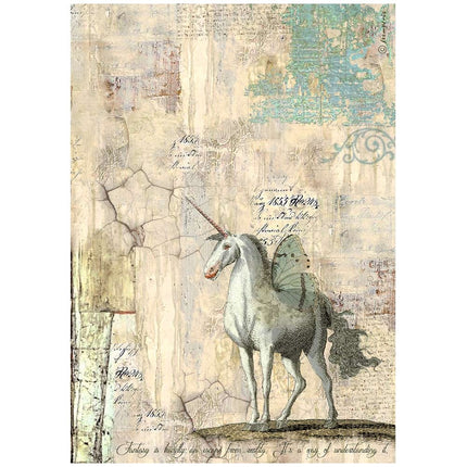 A4 Reispapier verpackt - Wonderland Einhorn