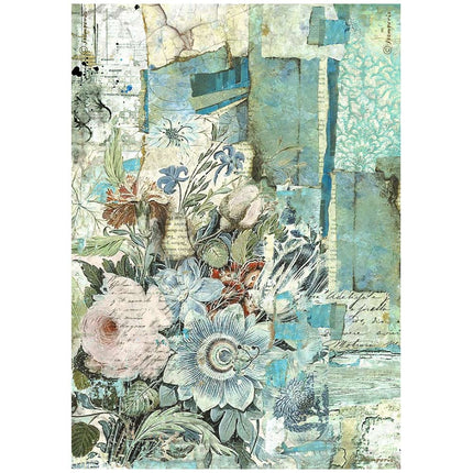 A4 Reispapier verpackt - Wonderland Blumen-Ecke