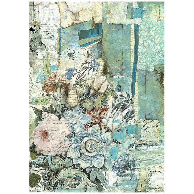 A4 Reispapier verpackt - Wonderland Blumen-Ecke