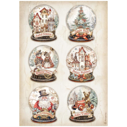 A4 Reispapier verpackt - Bereit für Weihnachten Schneekugeln