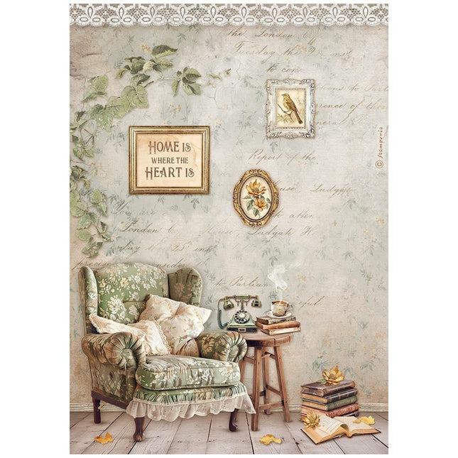 A4 Reispapier Packung - Golden Harmony Stuhl