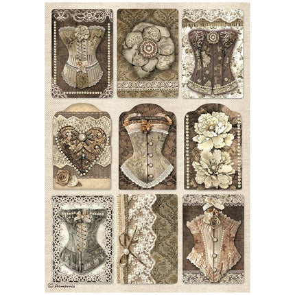 A4 Reispapier verpackt - Old Lace Korsetts