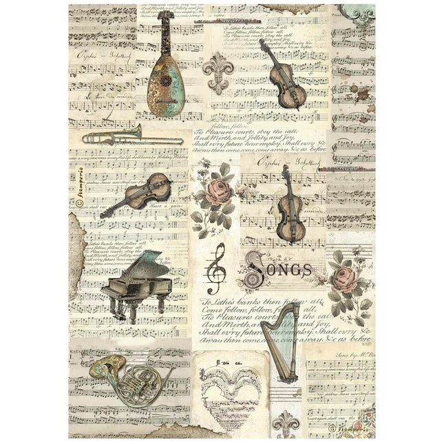 A4 Reispapier verpackt - Musikinstrumente