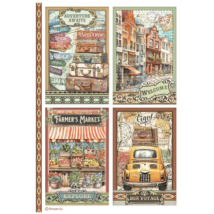 A4 Reispapier verpackt - Art of Travelling 4 Karten