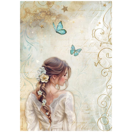 A4 Reispapier verpackt - Masquerade Dame Schmetterling