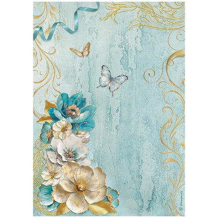 A4 Reispapier verpackt - Masquerade Blumen Ecke