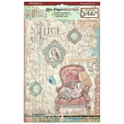 Auswahl 6 Reispapier A4 - Alice Forever