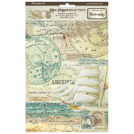 Auswahl 6 Reispapier A4 - Around the world