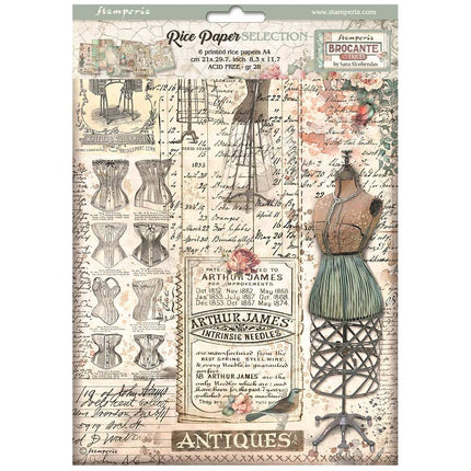 Auswahl 6 Reispapier A4 - Brocante Antiques