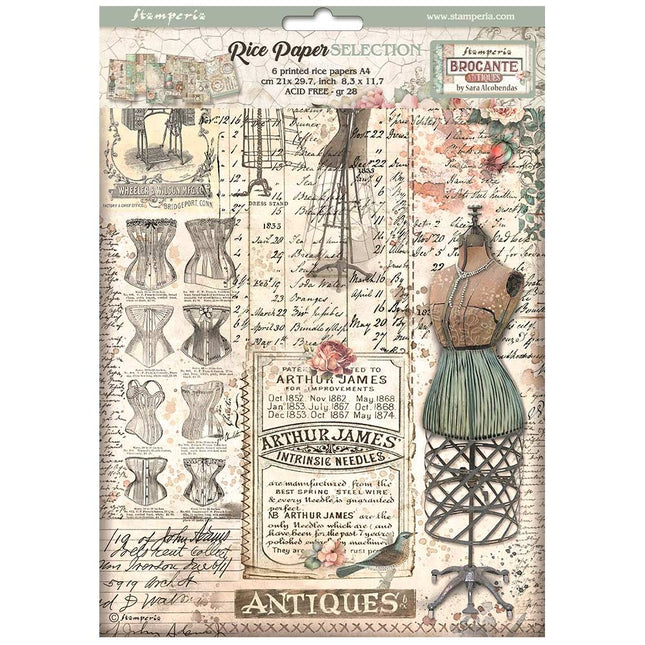 Auswahl 6 Reispapier A4 - Brocante Antiques
