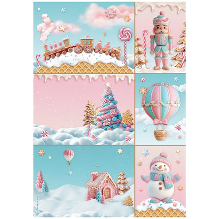 Auswahl 6 Reispapier A4 - Candy Christmas