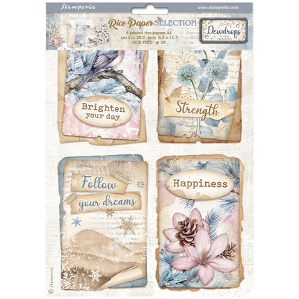 Auswahl 6 Reispapier A4 - Create Happiness Dewdrops