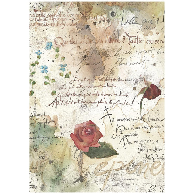 Printed 6 Rice paper A4 selection for Art and Craft - Flowers and Poems