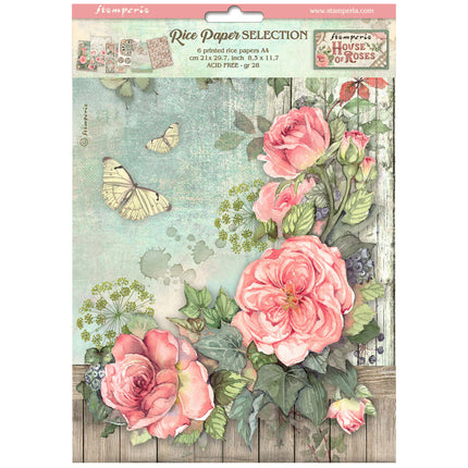 Auswahl 6 Reispapier A4 - House of Roses