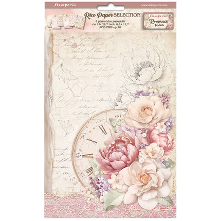 Auswahl 6 Reispapier A4 - Romance Forever