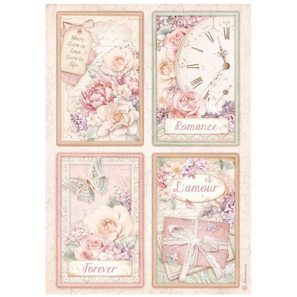 Auswahl 6 Reispapier A4 - Romance Forever