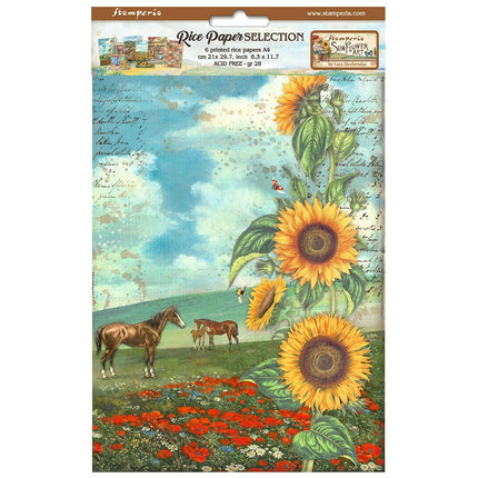 Auswahl 6 Reispapier A4 - Sunflower Art  
