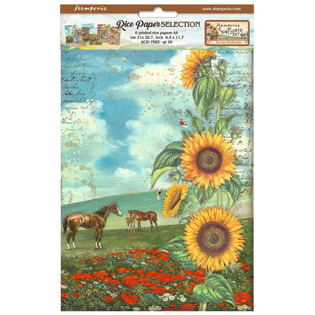 Auswahl 6 Reispapier A4 - Sunflower Art  