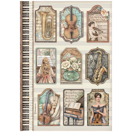 Bedruckte 6 Reispapier A4 Auswahl für Kunst und Handwerk - Symphony
