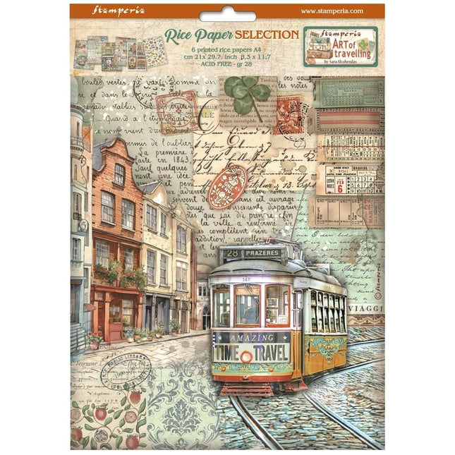Auswahl 6 Reispapier A4 - Art of Travelling
