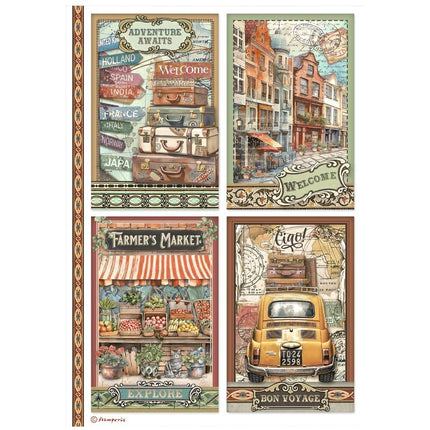 Auswahl 6 Reispapier A4 - Art of Travelling