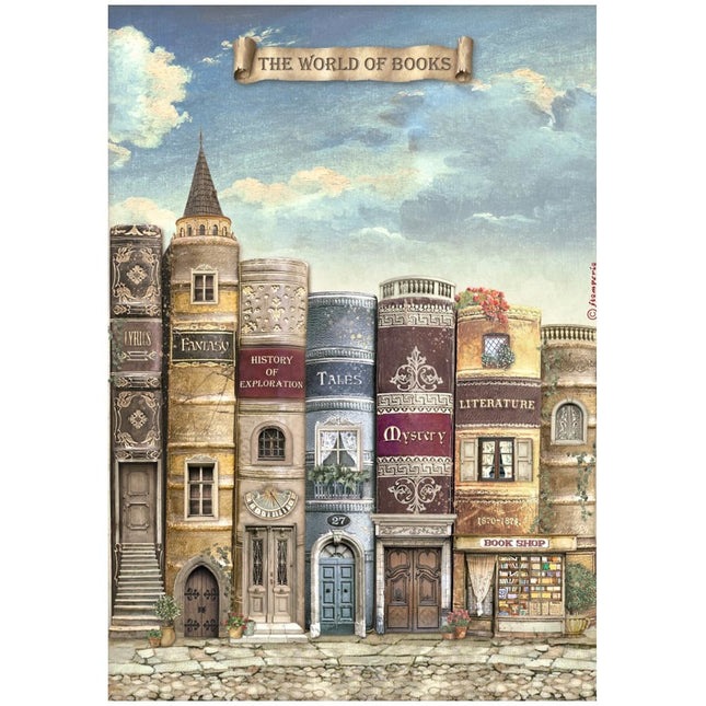 Auswahl 6 Reispapier A4 - Vintage Library
