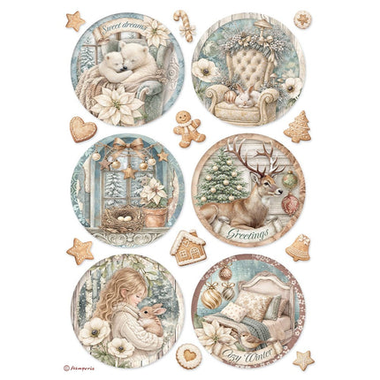 Printed 6 Rice paper A4 selection for Art and Craft - White Christmas