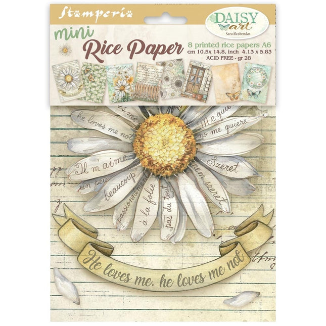Mini Reispapier A6 8 Blatt Daisy Art