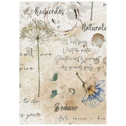 Printed Mini Rice paper A6 8 sheets for Art and Craft - Flowers and Poems