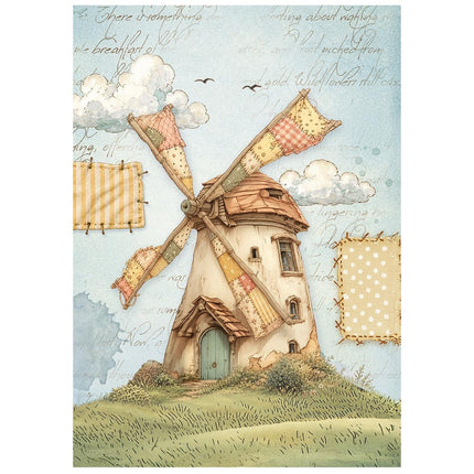 Printed Mini Rice paper A6 8 sheets for Art and Craft - Cozy Family