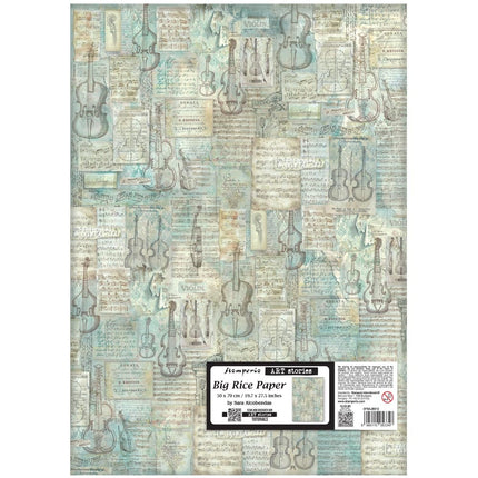 Bedrucktes Reispapier für Kunst und Handwerk cm 50X70 - Symphony Musikmuster