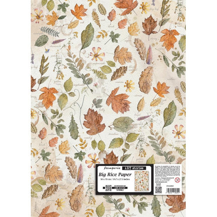 Printed Rice paper for Art and Craft cm 50X70 - Flowers and Poems leaves