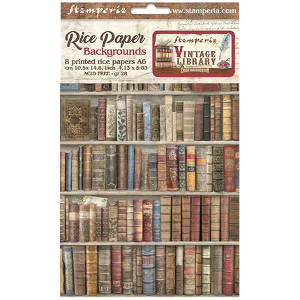 Auswahl 8 Reispapier A6 Hintergründe - Vintage Library