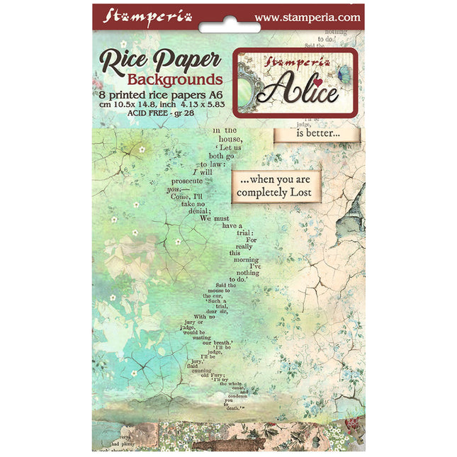 Auswahl 8 Reispapier A6 Hintergründe - Alice Forever