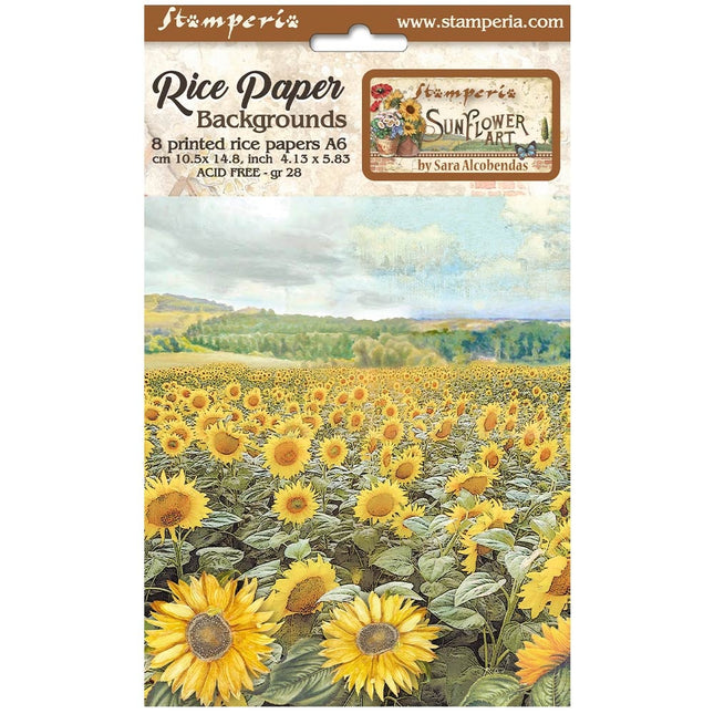 Auswahl 8 Reispapier A6 Hintergründe - Sunflower Art  