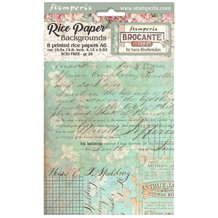 Auswahl 8 Reispapier A6 Hintergründe - Brocante Antiques